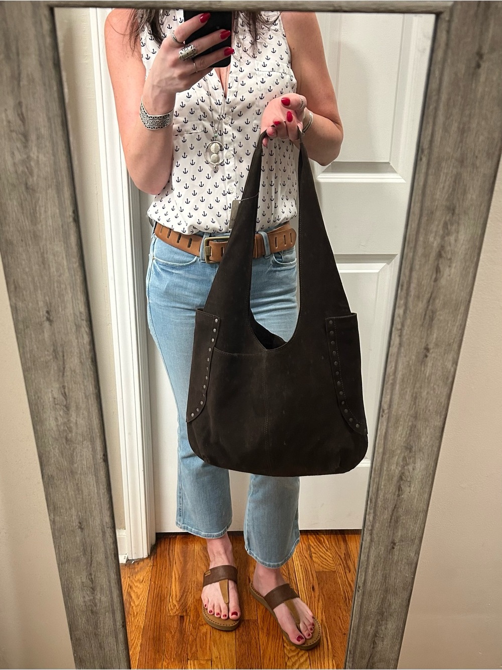 NWT Free People Rori Suede Tote Hobo Shoulder Bag in Espresso - Picture 4 of 16